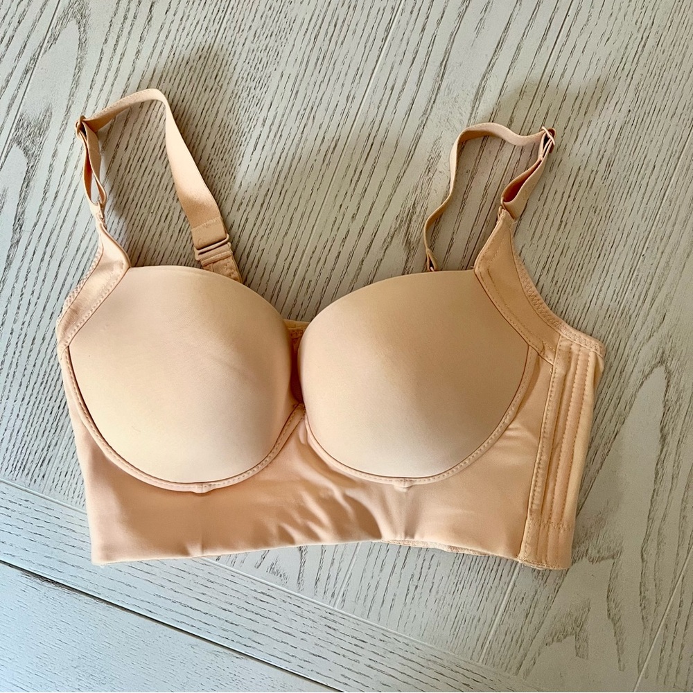 Beige 34B Push Up Full Coverage Wireless Bra